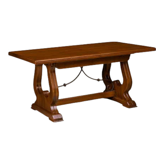 Tavolo fratino con ferro allungabile in legno arte povera noce scuro 180x100 (102) - Mobili 2G