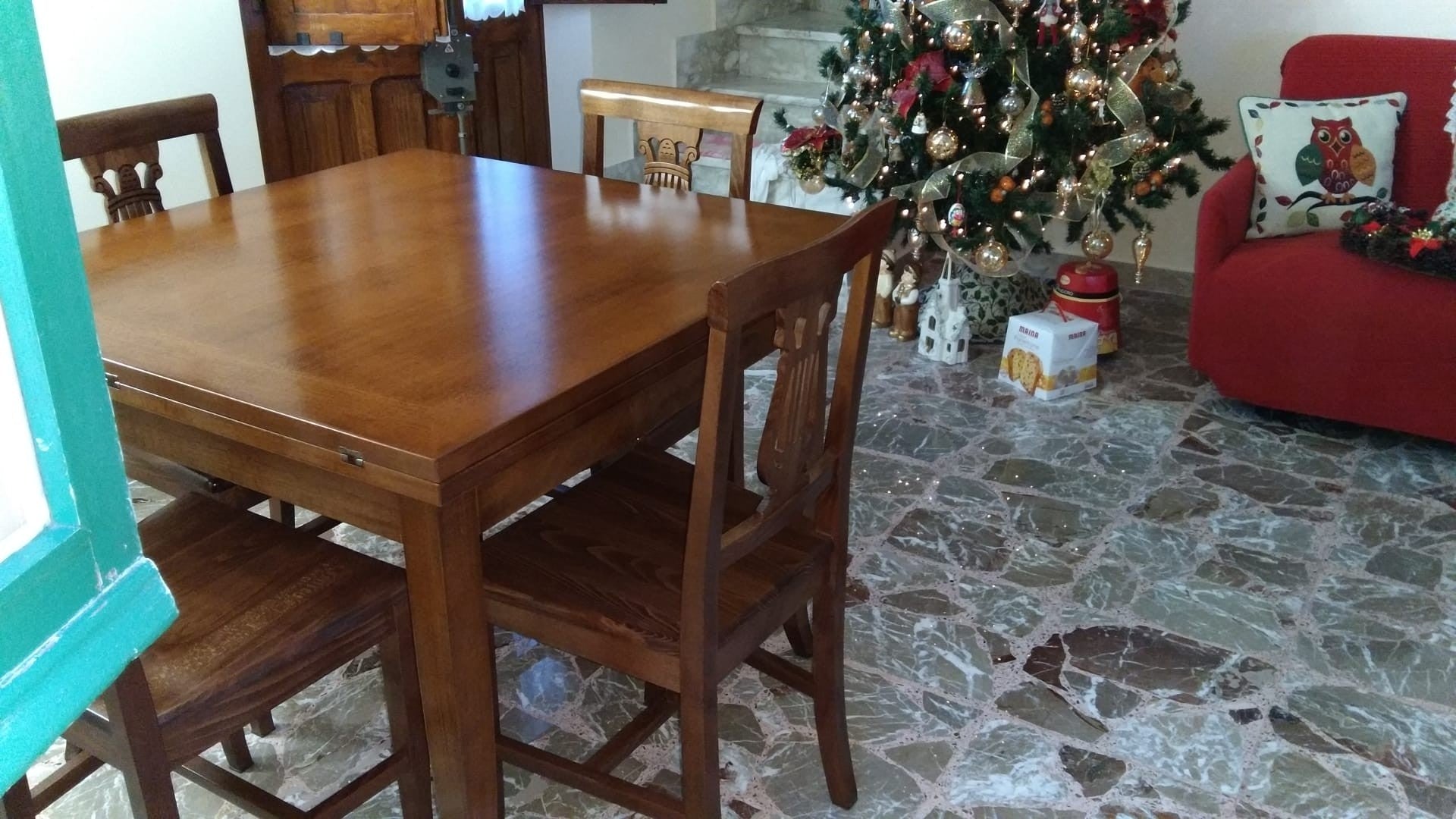 Tavolo in legno gamba sciabola 100x100 finitura bassano (490) - Mobili 2G