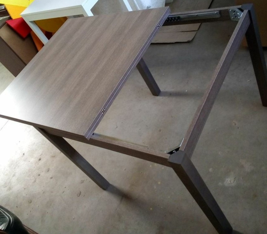 Tavolo moderno a libro rovere grigio 90x90x76h