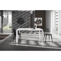 Tavolo moderno allungabile bianco frassinato 90x90x78h (833) - Mobili 2G