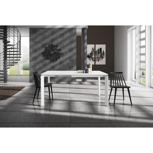 Tavolo moderno allungabile bianco frassinato 90x90x78h (833) - Mobili 2G