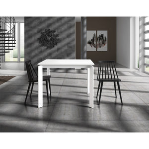 Tavolo moderno allungabile bianco frassinato 90x90x78h (833) - Mobili 2G