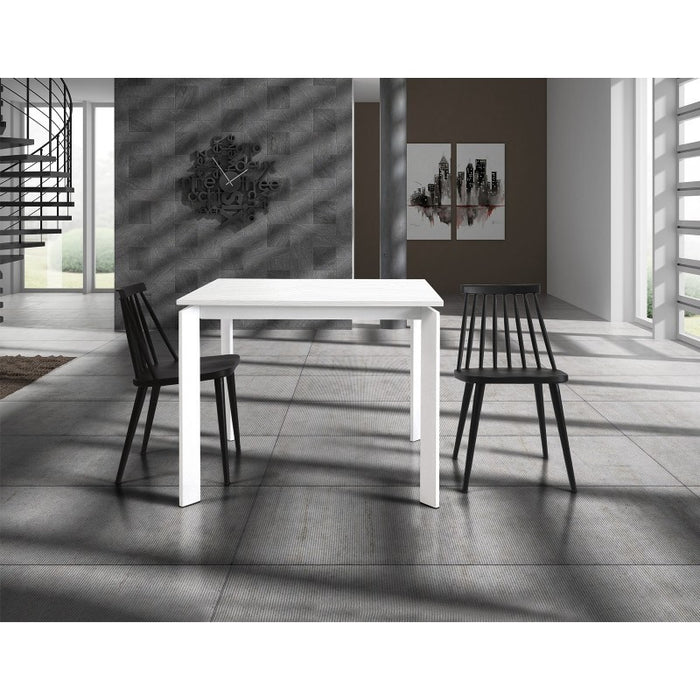 Tavolo moderno allungabile bianco frassinato 90x90x78h (833) - Mobili 2G