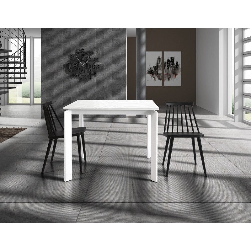 Tavolo moderno allungabile bianco frassinato 90x90x78h (833) - Mobili 2G