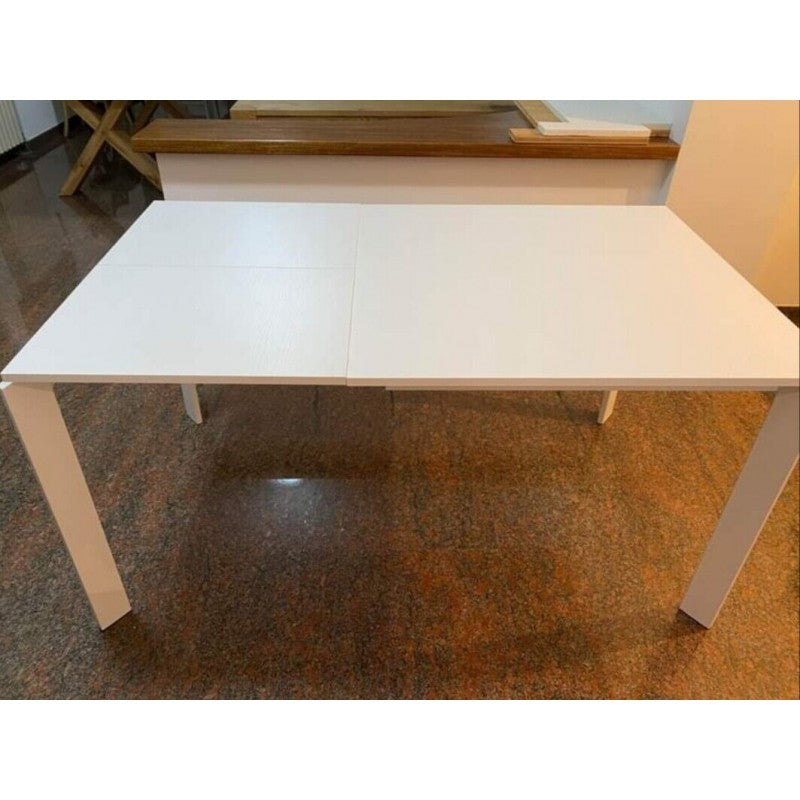 Tavolo moderno allungabile bianco frassinato 90x90x78h (833) - Mobili 2G
