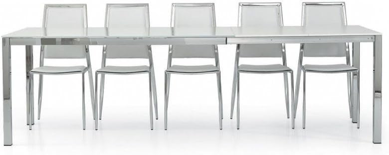 Tavolo moderno allungabile metallo e vetro  140x90x76h - Mobili 2G
