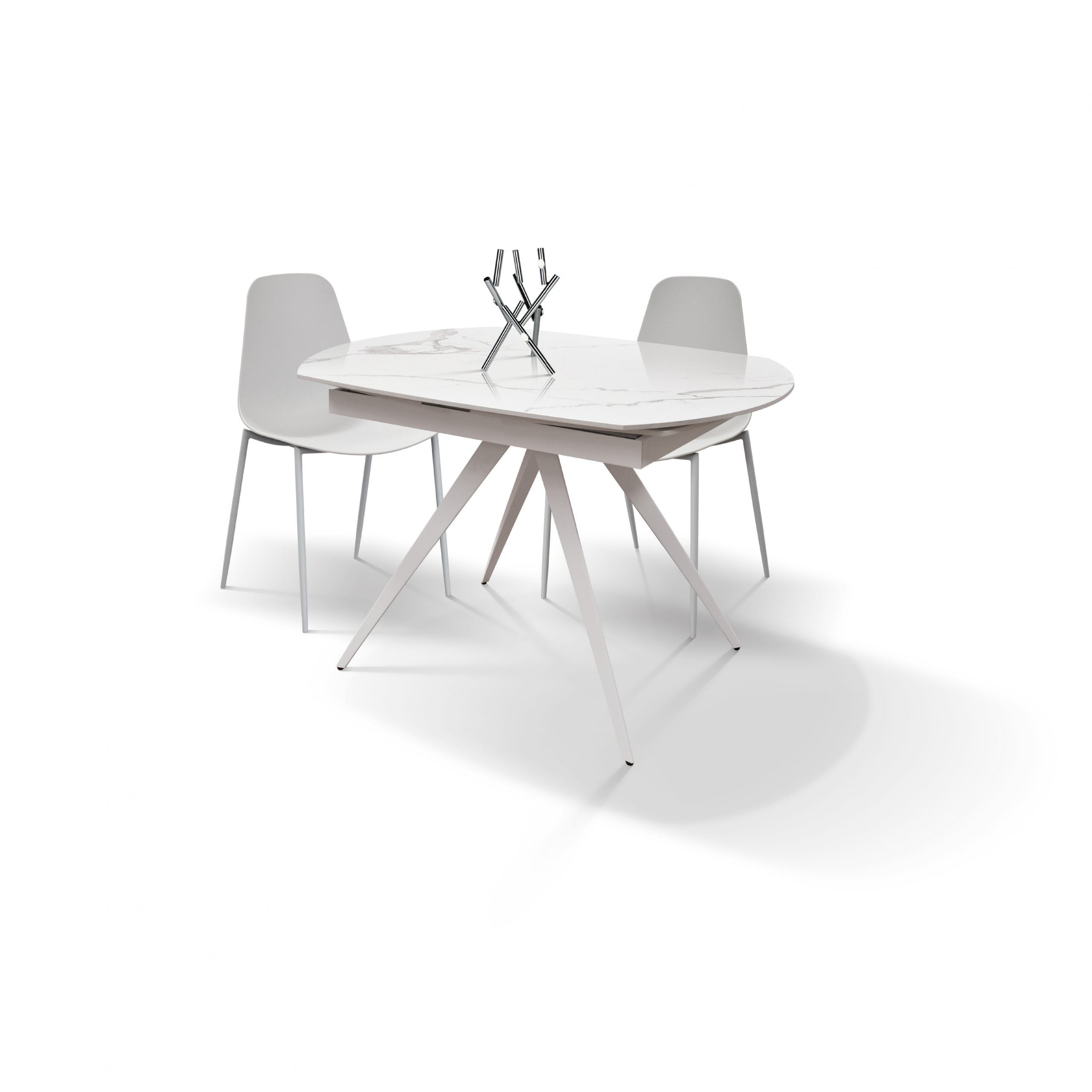 Mobili 2g - tavolo moderno allungabile piano ceramica effetto marmo 120x90x78