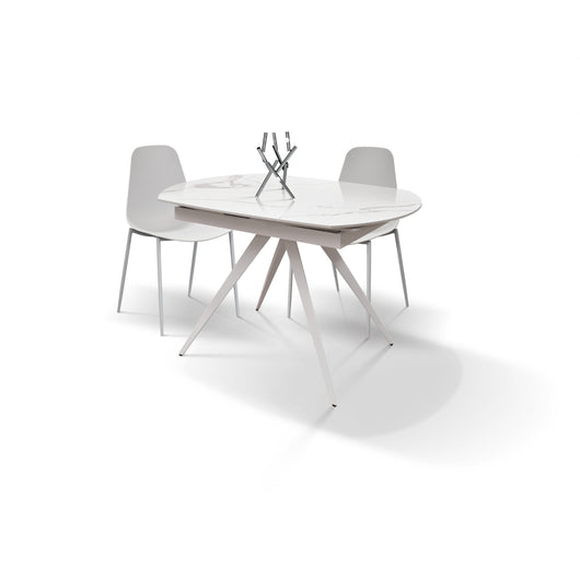 Mobili 2g - tavolo moderno allungabile piano ceramica effetto marmo 120x90x78