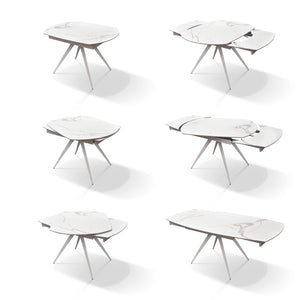 Mobili 2g - tavolo moderno allungabile piano ceramica effetto marmo 120x90x78