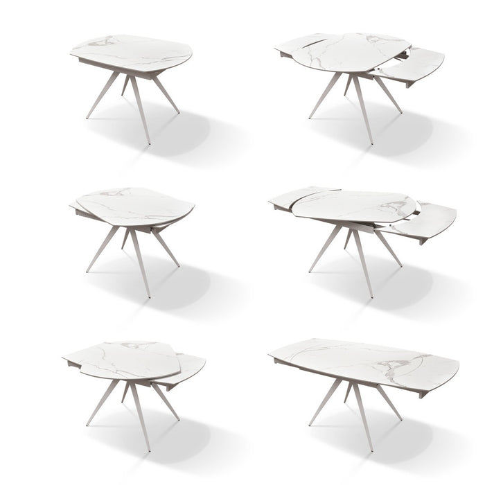 Mobili 2g - tavolo moderno allungabile piano ceramica effetto marmo 120x90x78