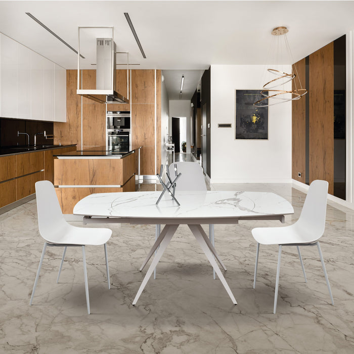 Mobili 2g - tavolo moderno allungabile piano ceramica effetto marmo 120x90x78