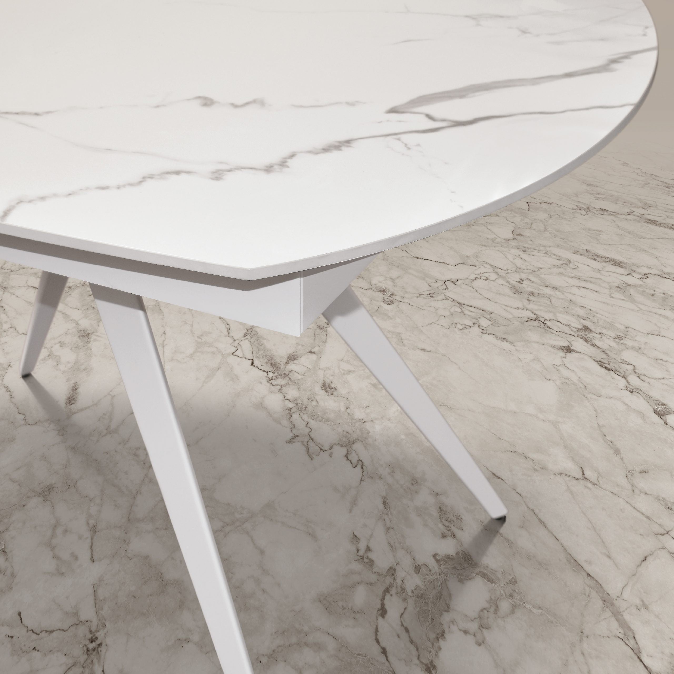 Mobili 2g - tavolo moderno allungabile piano ceramica effetto marmo 120x90x78