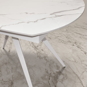 Mobili 2g - tavolo moderno allungabile piano ceramica effetto marmo 120x90x78