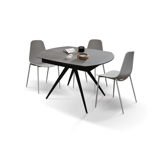 Mobili 2g - tavolo moderno allungabile piano ceramica grigio grafite 120x90x78