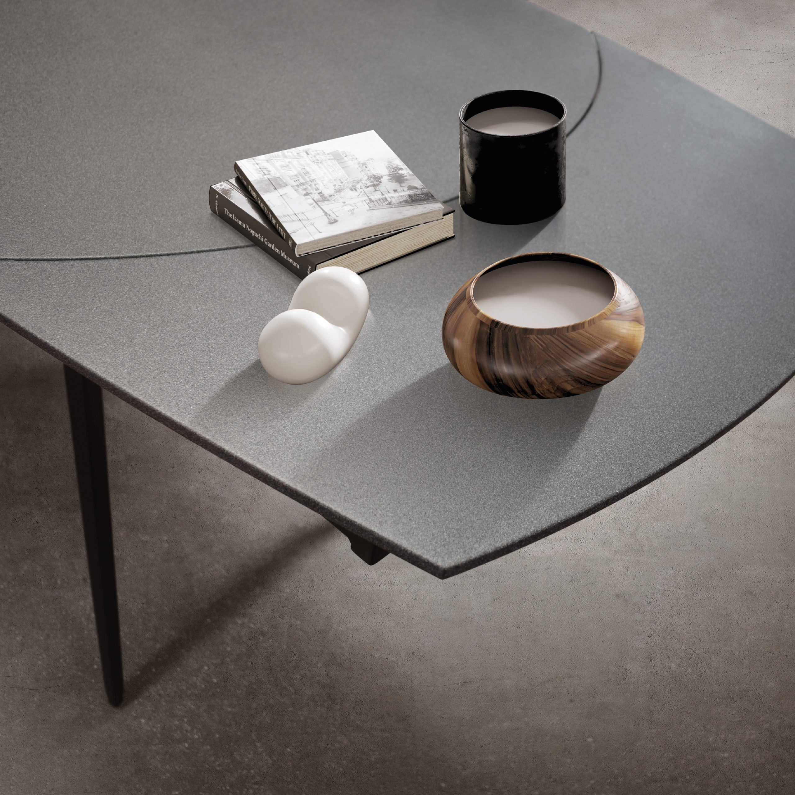 Mobili 2g - tavolo moderno allungabile piano ceramica grigio grafite 120x90x78