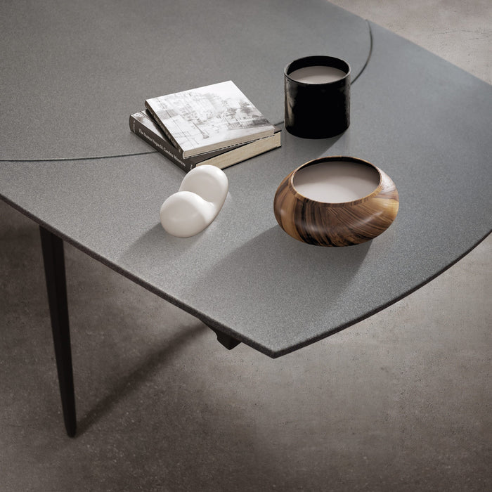 Mobili 2g - tavolo moderno allungabile piano ceramica grigio grafite 120x90x78