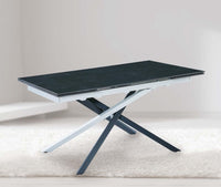 Mobili 2g - tavolo moderno allungabile piano pietra grigio scuro 160x90x78 - Mobili 2G