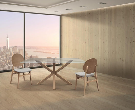 Tavolo moderno fisso legno naturale e vetro 160x90x76 - Mobili 2G