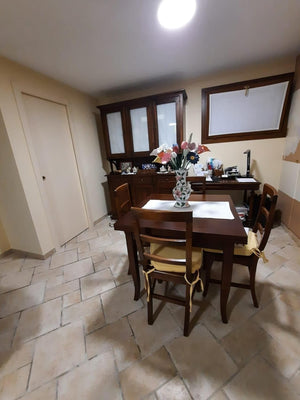 Tavolo noce gamba sciabola 80x80 allungabile a libro (14) - Mobili 2G