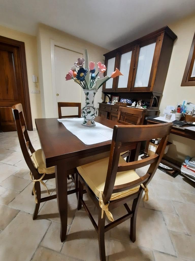 Tavolo noce gamba sciabola 80x80 allungabile a libro (14) - Mobili 2G