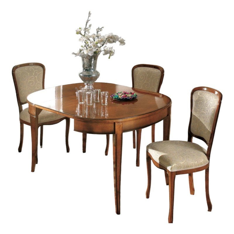 Tavolo ovale allungabile classico legno intarsio bassano 80x110x79 - Mobili 2G