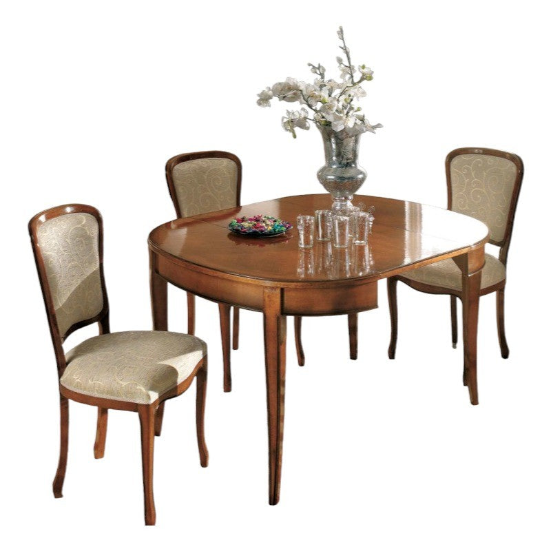 Tavolo ovale allungabile classico legno intarsio bassano 80x110x79 - Mobili 2G