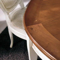 Tavolo ovale allungabile classico legno intarsio shabby bicolore 115x95x78 - Mobili 2G