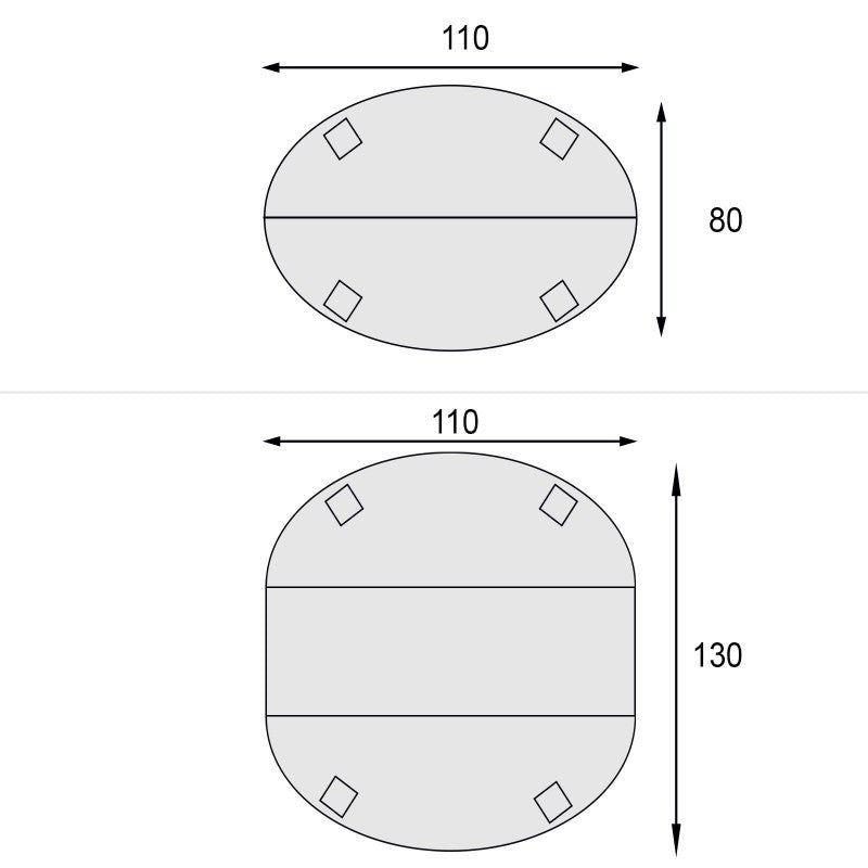 Tavolo ovale allungabile legno bianco shabby 80x110x79 - Mobili 2G