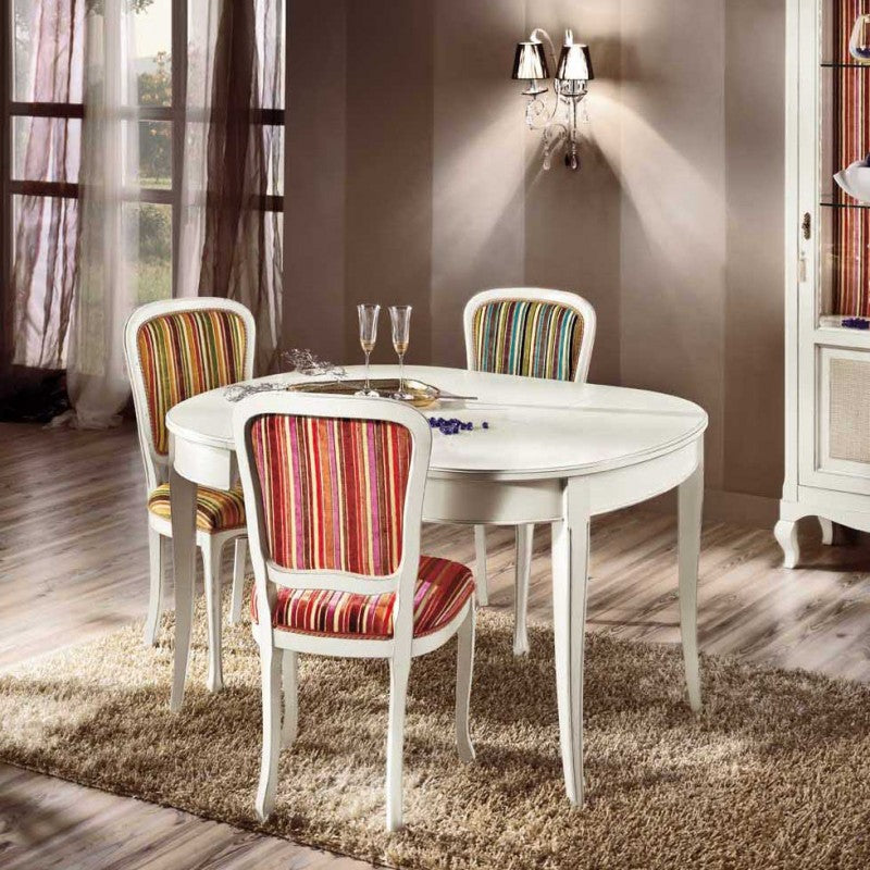 Tavolo ovale allungabile legno bianco shabby 80x110x79 - Mobili 2G