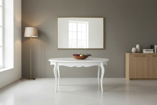 Tavolo ovale classico allungabile bianco opaco l.160 x p.110 (1289) - Mobili 2G