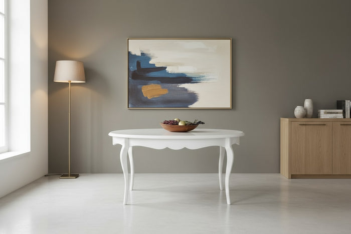 Tavolo ovale classico allungabile bianco opaco l.160 x p.110 (1289) - Mobili 2G