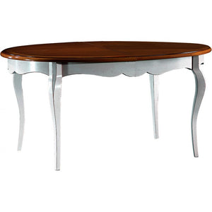 Tavolo ovale classico allungabile bianco/naturale l.160 x p. 110 h.78