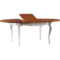 Tavolo ovale classico allungabile bianco/naturale l.160 x p. 110 h.78