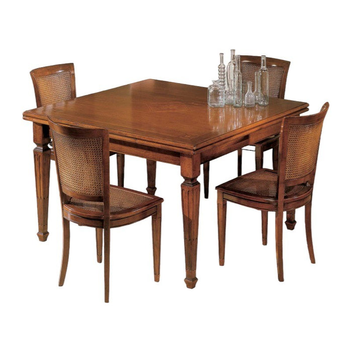 Tavolo quadrato allungabile classico intarsio stella bassano 128x128x80 - Mobili 2G