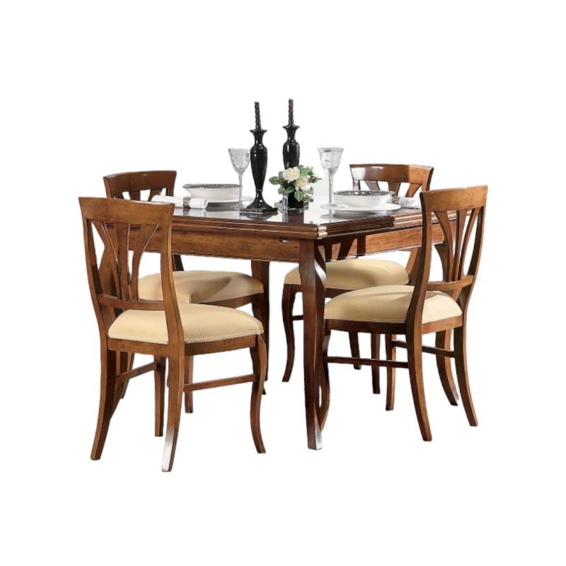 Tavolo quadrato allungabile classico legno bassano 110x110x80 - Mobili 2G