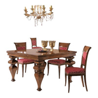 Tavolo quadrato allungabile classico legno tinta noce 128x128x78 - Mobili 2G