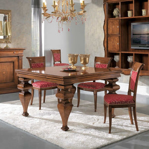 Tavolo quadrato allungabile classico legno tinta noce 128x128x78 - Mobili 2G