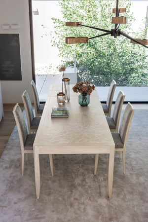 Tavolo rettangolare allungabile con decoro foglia in legno l.200 p.100 h.80 - Mobili 2G