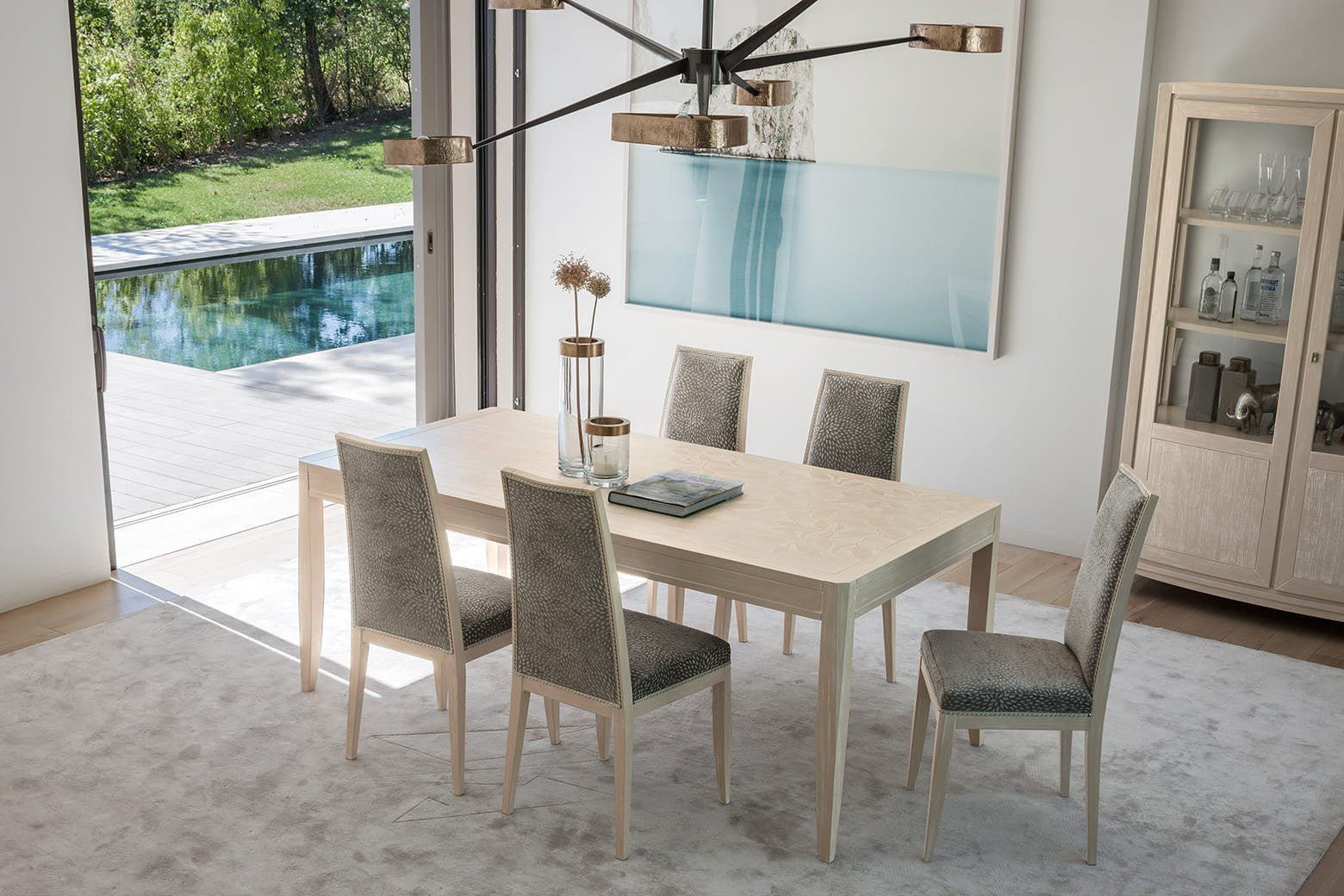 Tavolo rettangolare allungabile con decoro foglia in legno l.200 p.100 h.80 - Mobili 2G