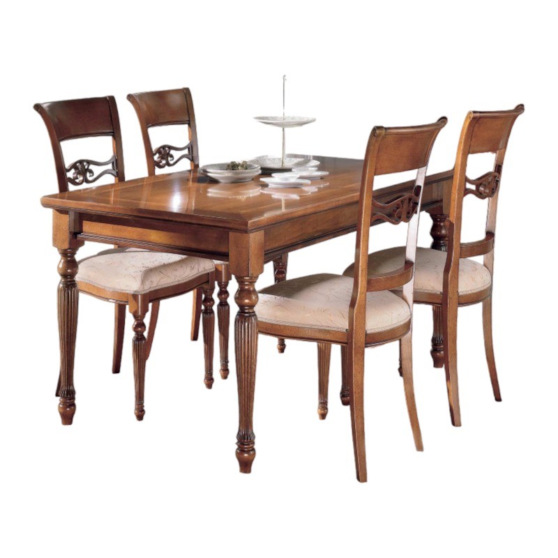 Tavolo rettangolare allungabile legno intarsiato bassano 160x90x77 - Mobili 2G