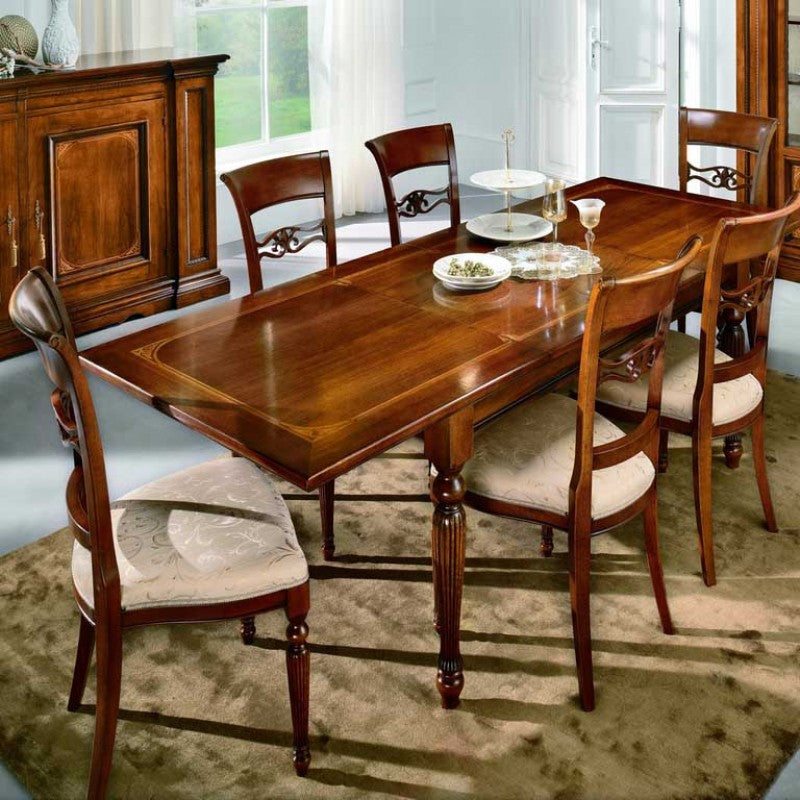 Tavolo rettangolare allungabile legno intarsiato bassano 160x90x77 - Mobili 2G