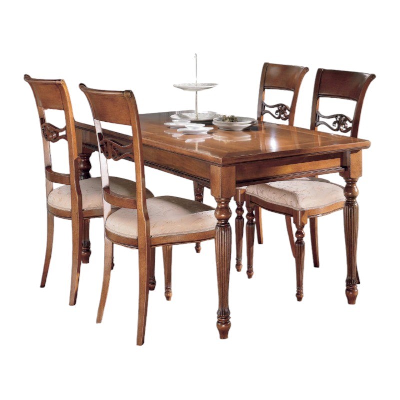 Tavolo rettangolare allungabile legno intarsiato bassano 160x90x77 - Mobili 2G