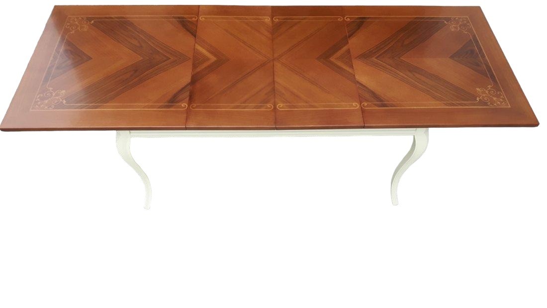 Tavolo rettangolare allungabile legno shabby bicolore 160x90x78 - Mobili 2G