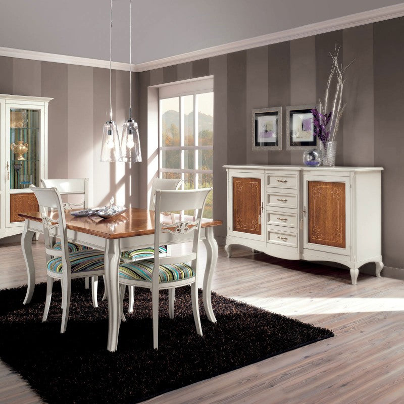 Tavolo rettangolare allungabile legno shabby bicolore 160x90x78 - Mobili 2G