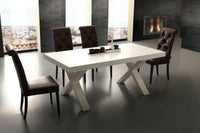 Tavolo rettangolare allungabile tinta bianco consumato naturale 180x100x77