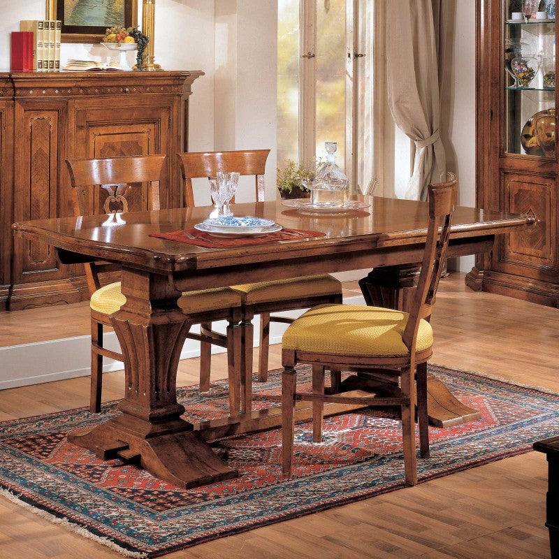 Tavolo rettangolare classico legno intarsio bassano 180x100x80 - Mobili 2G