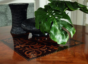 Tavolo rettangolare classico legno intarsio tinta noce 220x100x80 - Mobili 2G