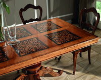 Tavolo rettangolare classico legno intarsio tinta noce 220x100x80 - Mobili 2G