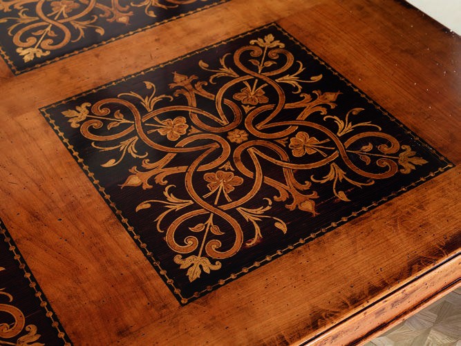 Tavolo rettangolare classico legno intarsio tinta noce 220x100x80 - Mobili 2G