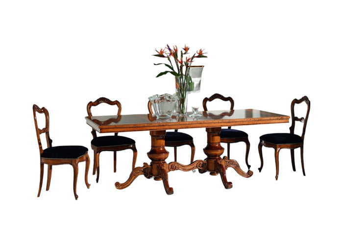 Tavolo rettangolare classico legno intarsio tinta noce 220x100x80 - Mobili 2G